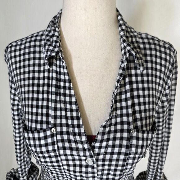 Jones New York Checkered Button Down Tie Top Size Medium - Picture 2 of 8